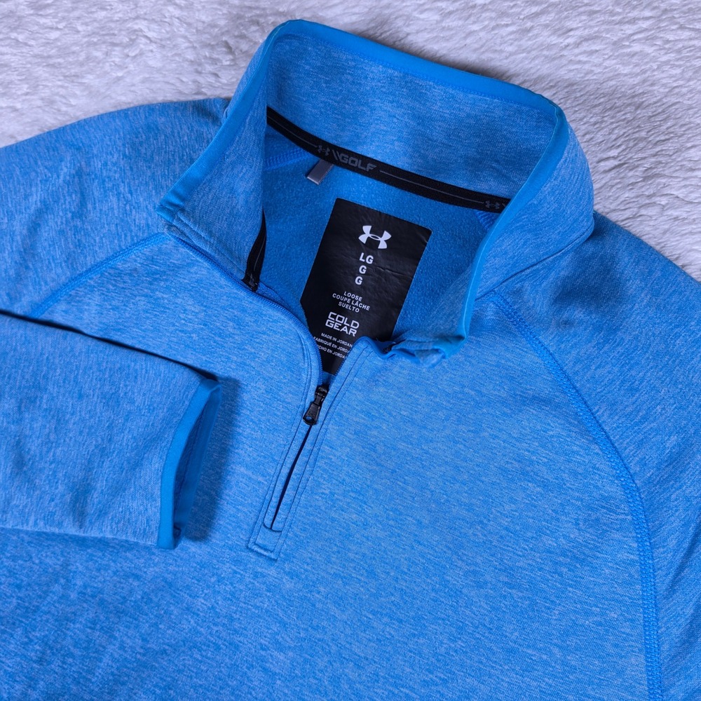 Under Armour ColdGear Golf Mens LG Blue UM1298 1/4 Zip L/S Pullover